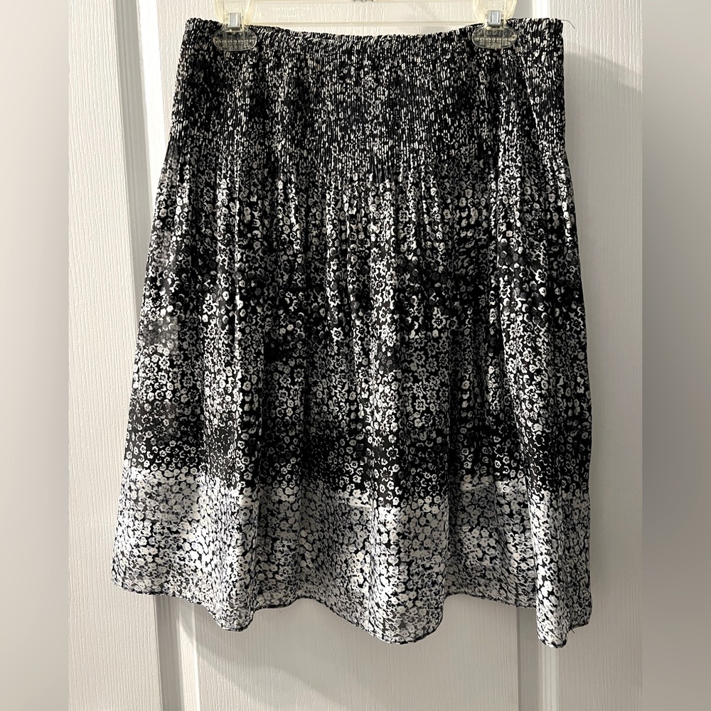 Black Floral Smocked Skirt